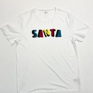 Old Navy Santa Holiday Humor White Tee Shirt